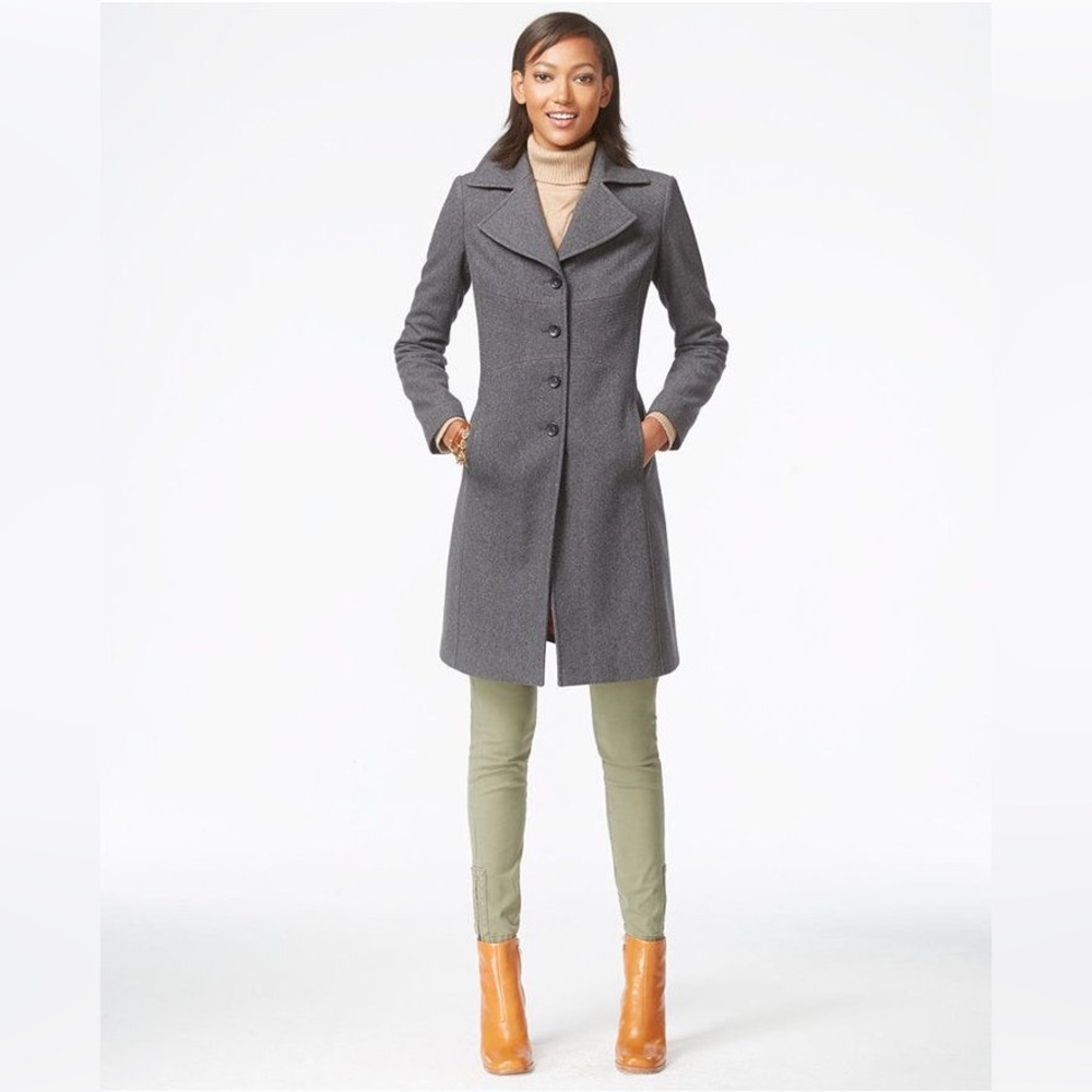 Tommy Hilfiger Topstitched Wool Walker Coat